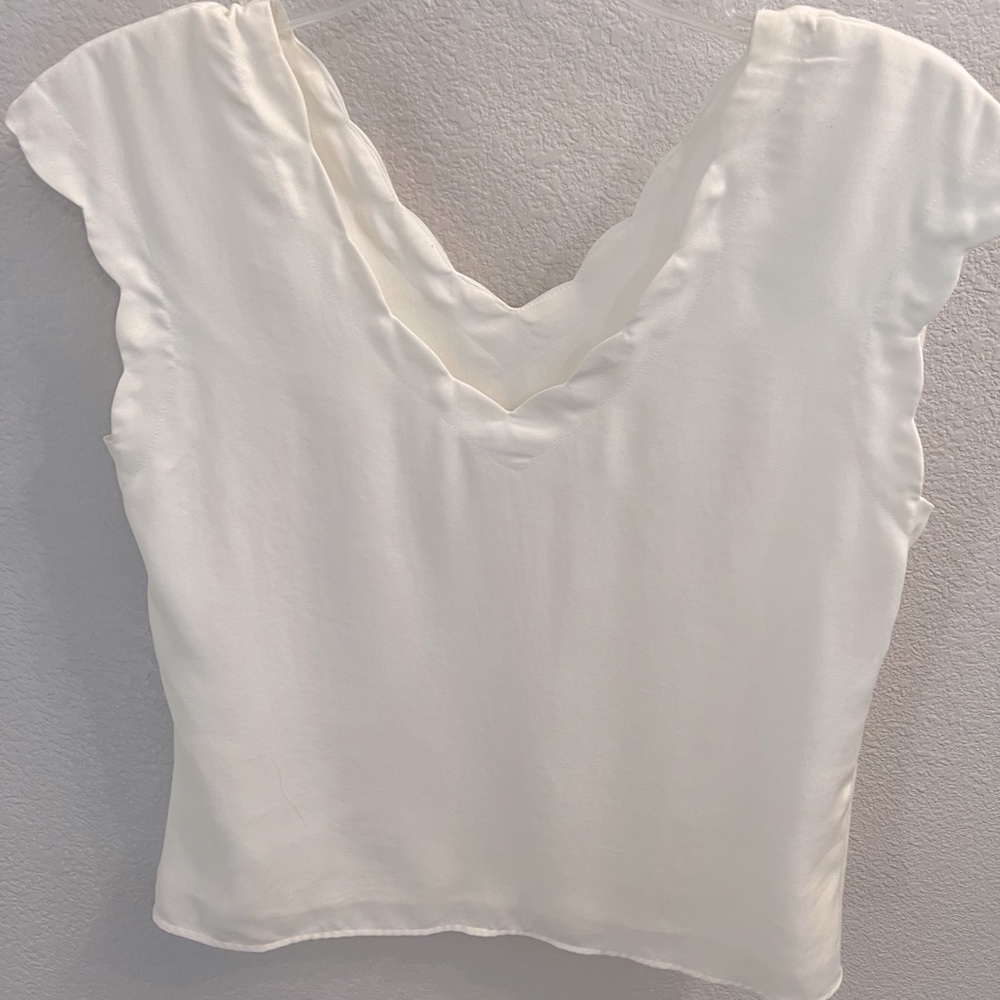 Express top - cream - scalloped neck - size small